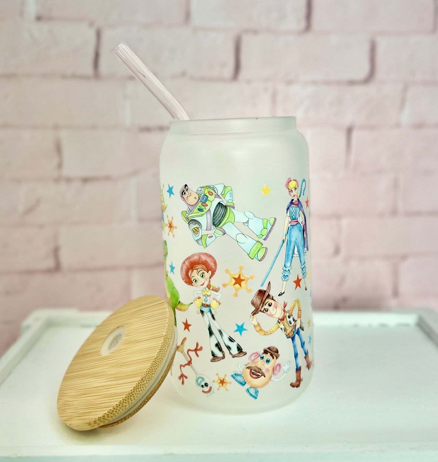 Toy Story- Libbey Glass, Beer Can Style Drinking Glass or Acrylic Tumbler