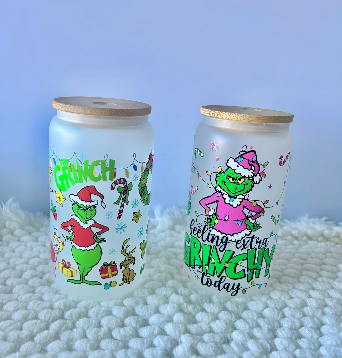 Libbey Glass, Beer Can Style Drinking Glass - CHRISTMAS Designs