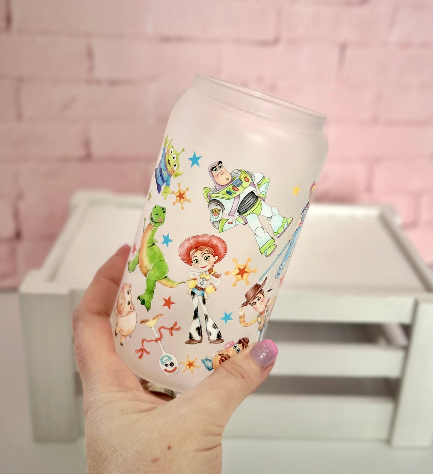 Toy Story- Libbey Glass, Beer Can Style Drinking Glass or Acrylic Tumbler
