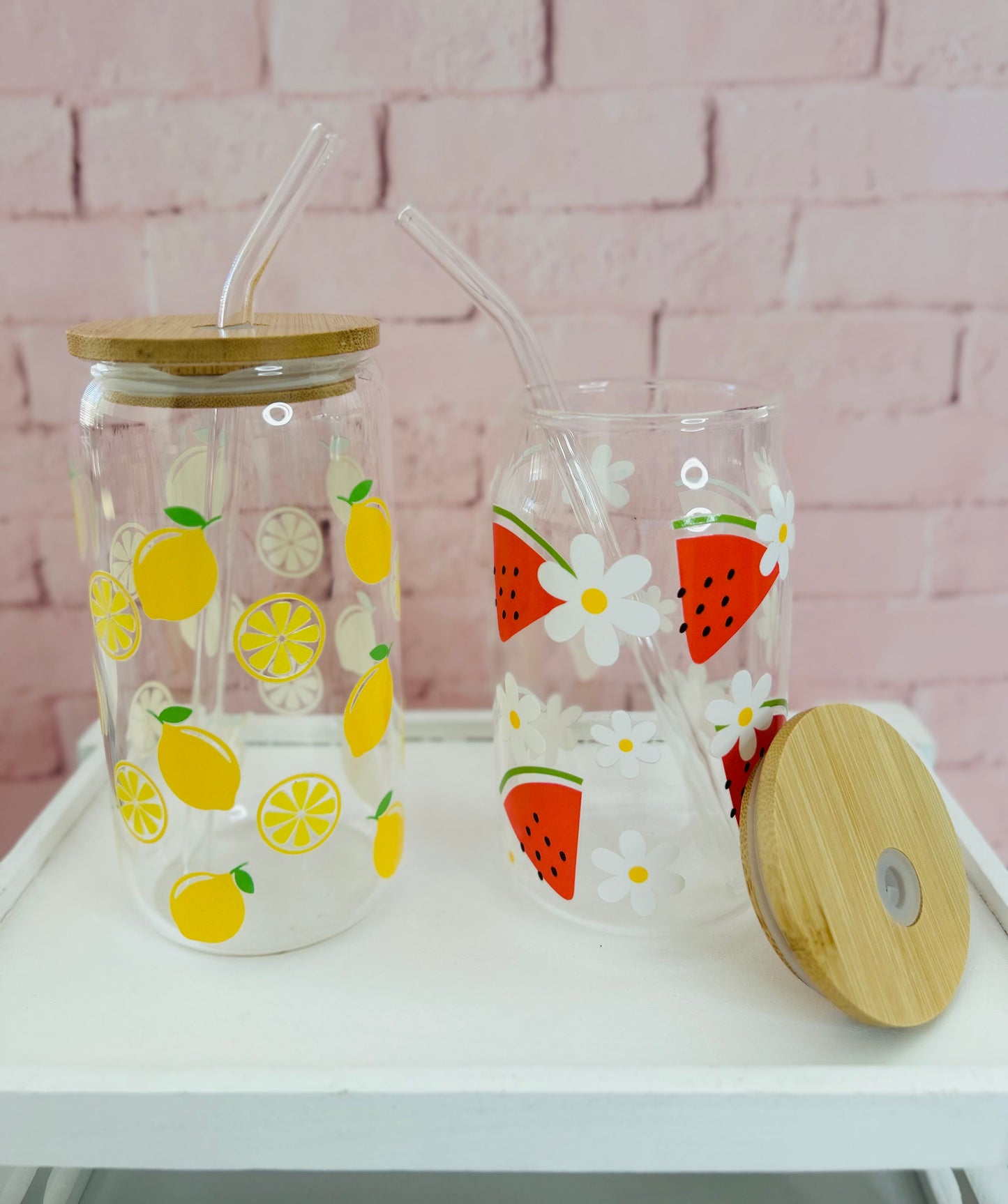 Summer Designs - Libbey Glass, Beer Can Style Drinking Glass or Acrylic Tumbler