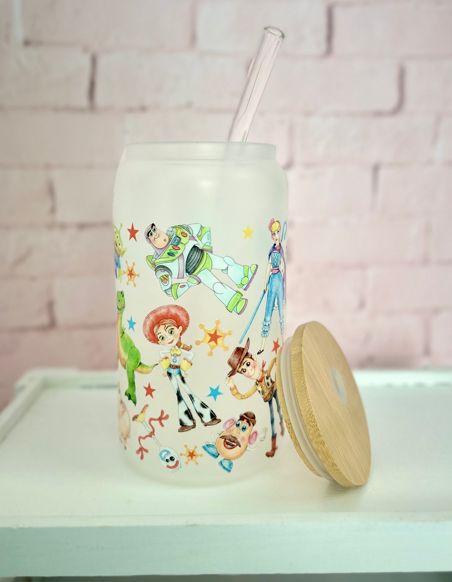 Toy Story- Libbey Glass, Beer Can Style Drinking Glass or Acrylic Tumbler