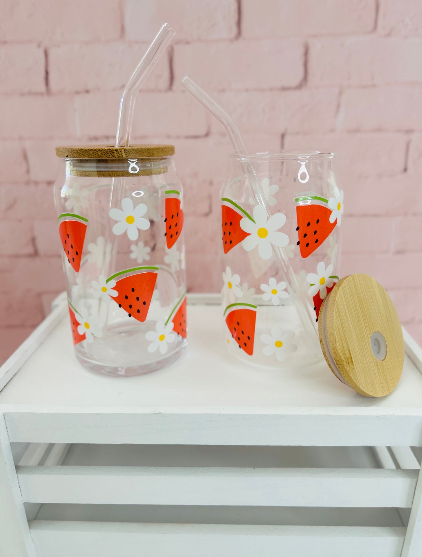 Summer Designs - Libbey Glass, Beer Can Style Drinking Glass or Acrylic Tumbler