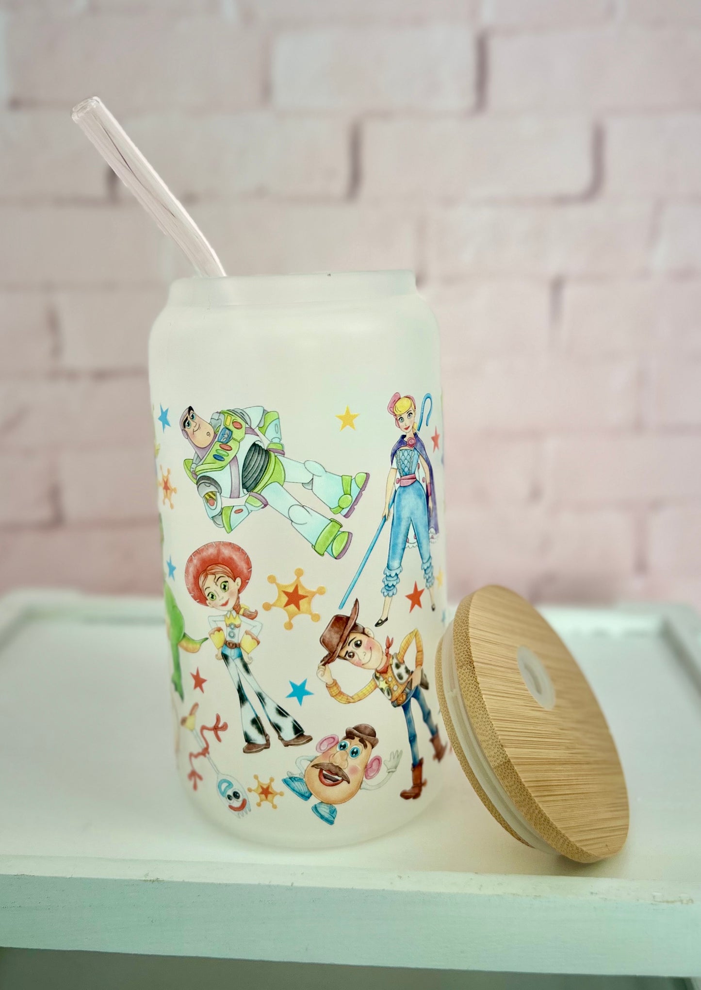 Toy Story- Libbey Glass, Beer Can Style Drinking Glass or Acrylic Tumbler