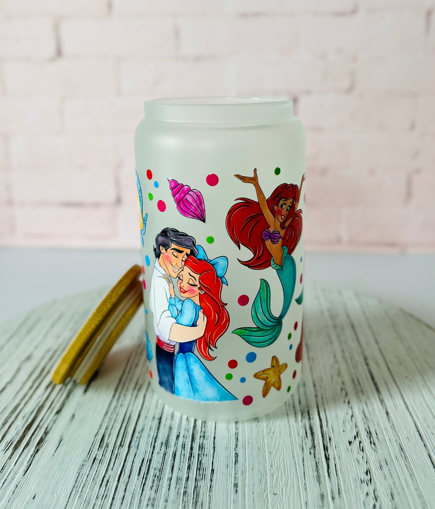 The Little Mermaid - Libbey Glass, Beer Can Style Drinking Glass or Acrylic Tumbler