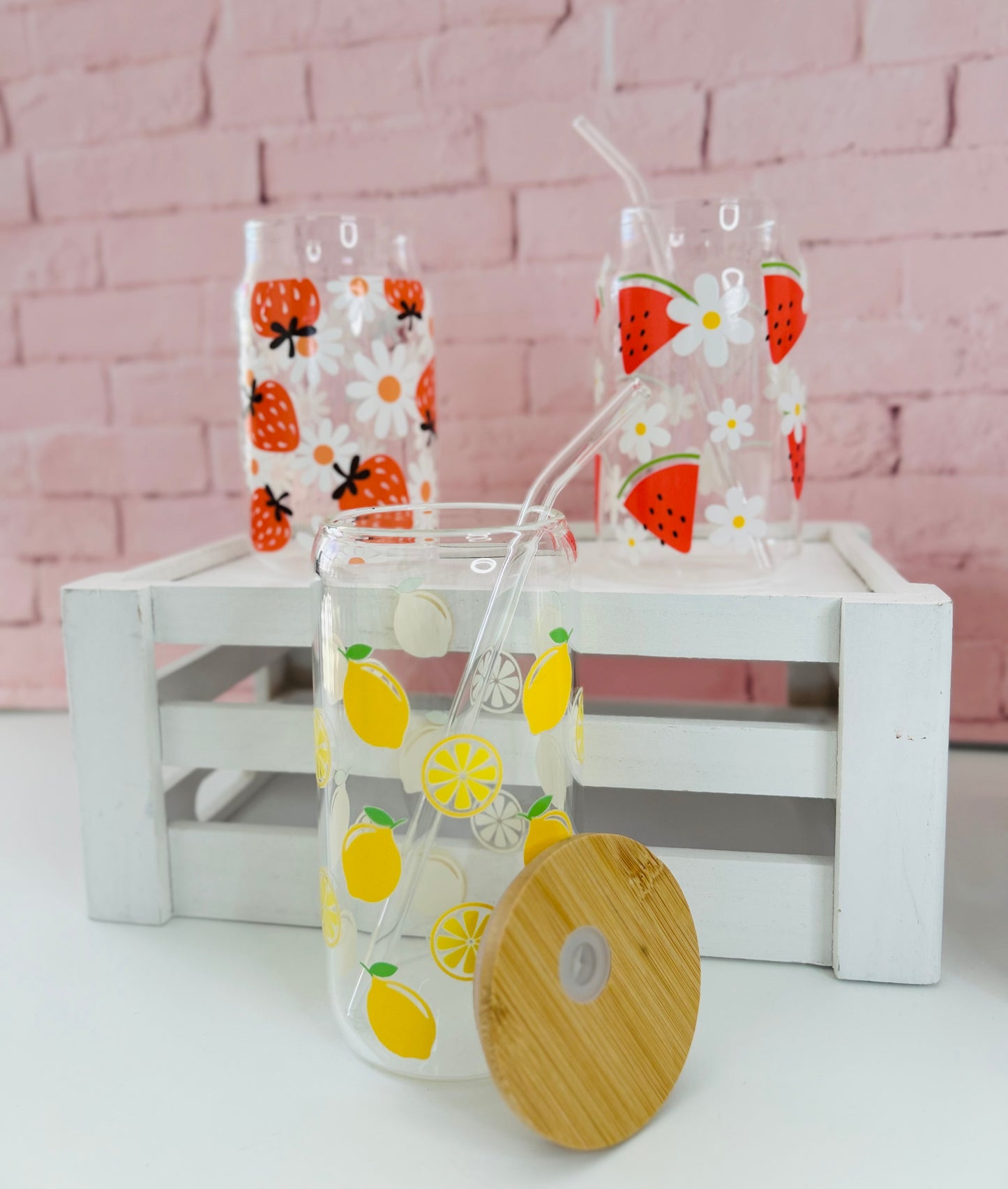 Summer Designs - Libbey Glass, Beer Can Style Drinking Glass or Acrylic Tumbler