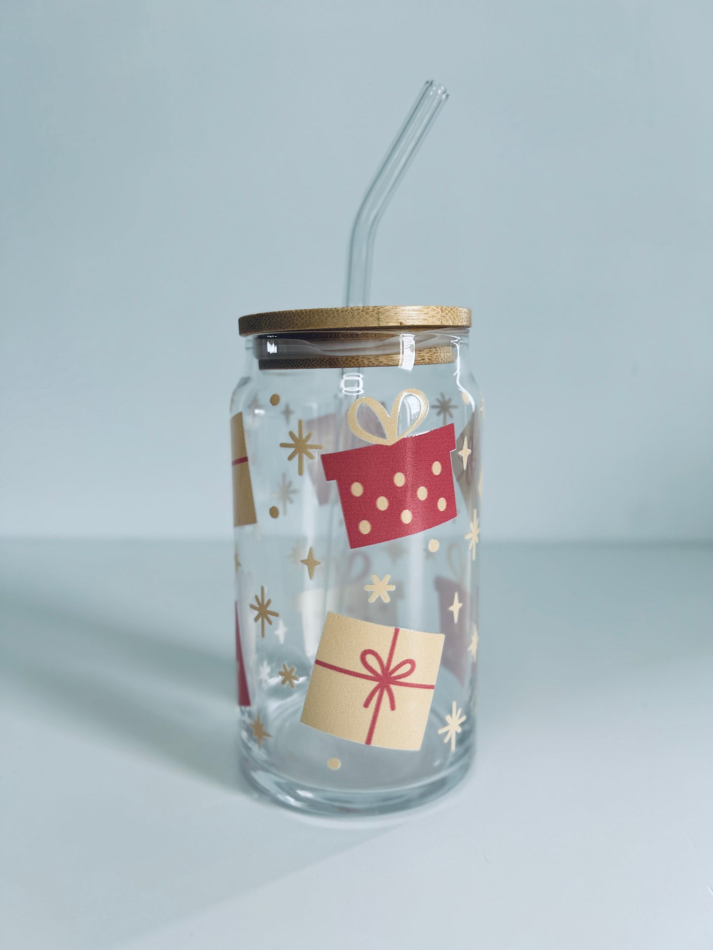 Libbey Glass, Beer Can Style Drinking Glass - CHRISTMAS Designs
