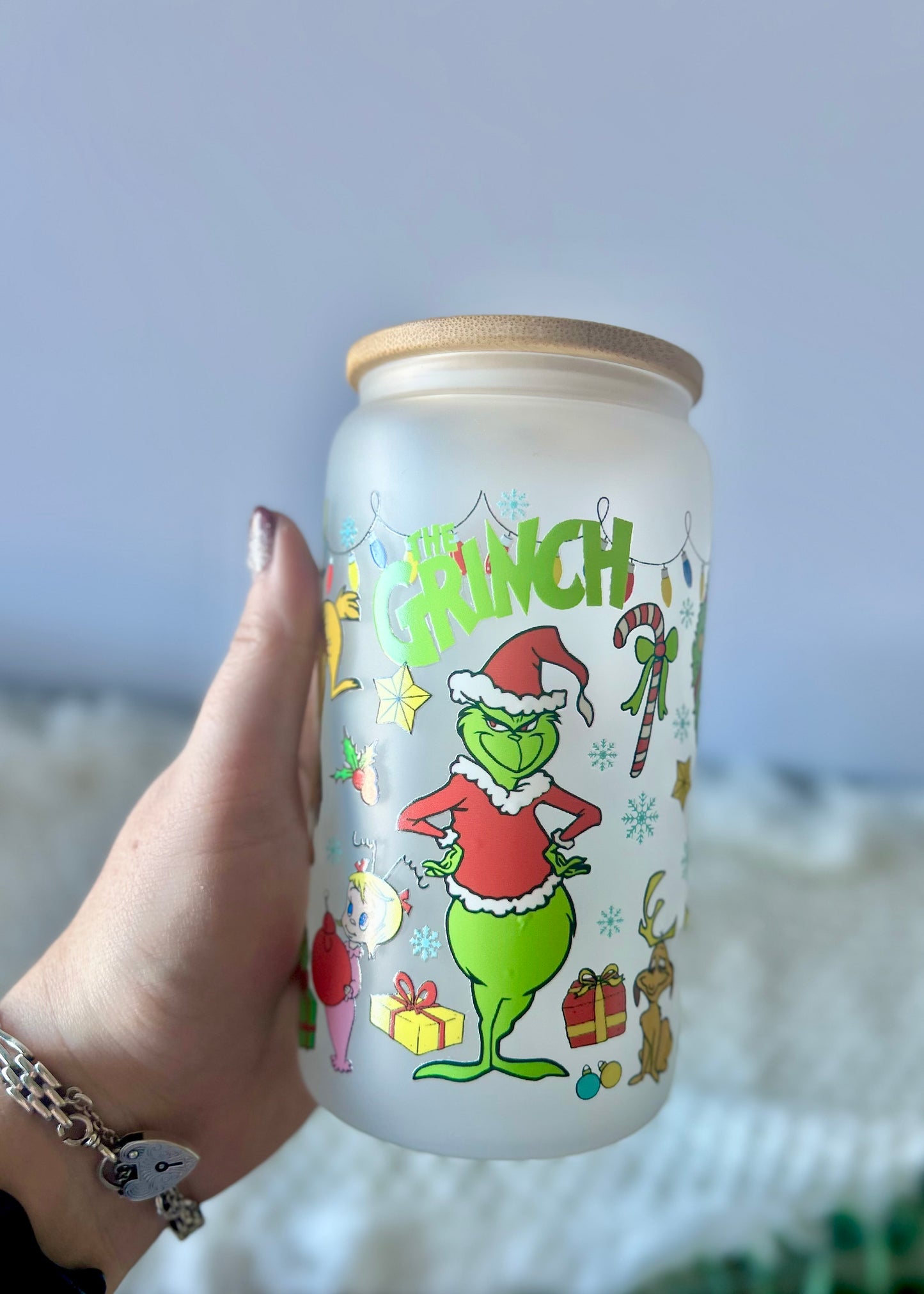 Libbey Glass, Beer Can Style Drinking Glass - CHRISTMAS Designs