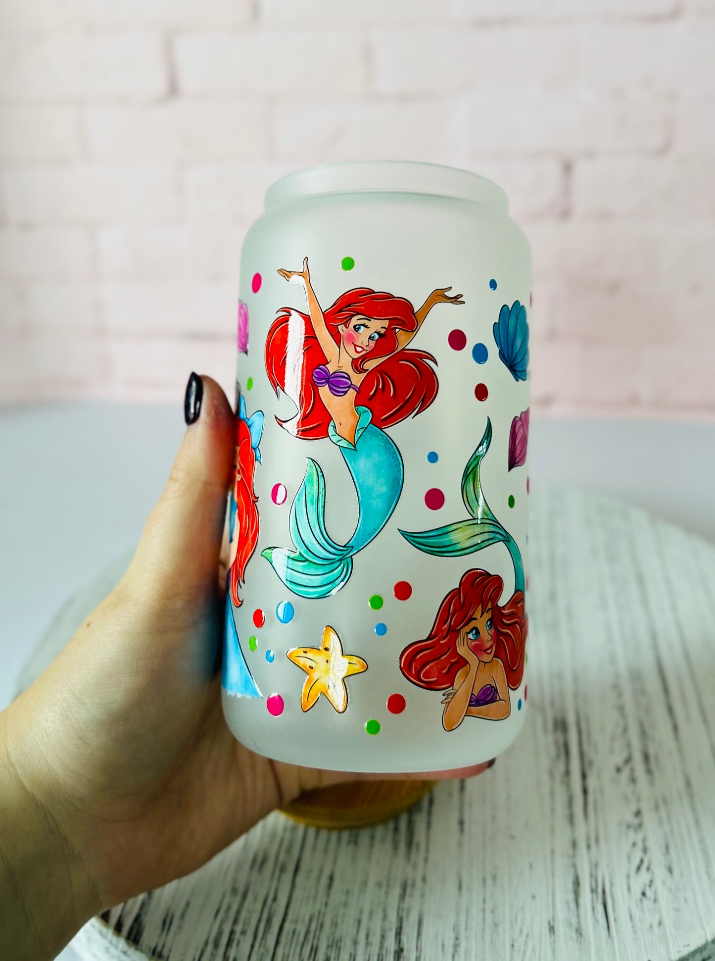 The Little Mermaid - Libbey Glass, Beer Can Style Drinking Glass or Acrylic Tumbler