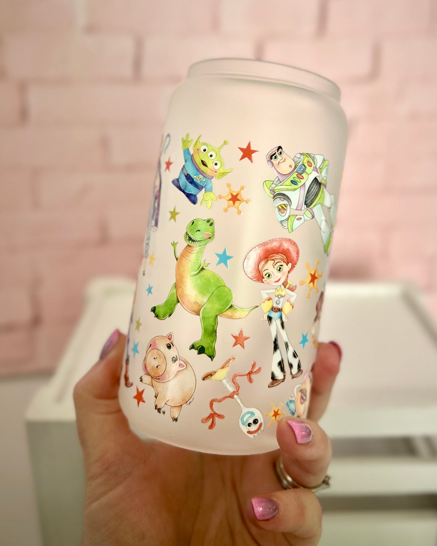 Toy Story- Libbey Glass, Beer Can Style Drinking Glass or Acrylic Tumbler