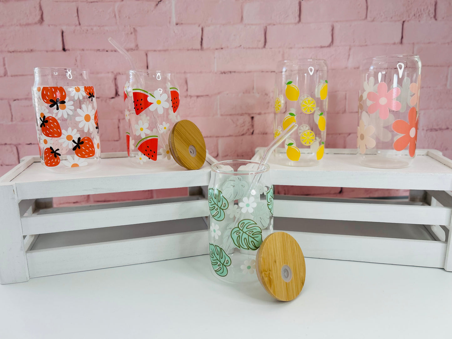 Summer Designs - Libbey Glass, Beer Can Style Drinking Glass or Acrylic Tumbler