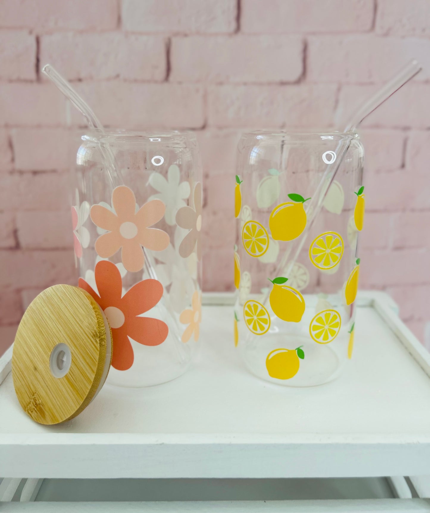 Summer Designs - Libbey Glass, Beer Can Style Drinking Glass or Acrylic Tumbler