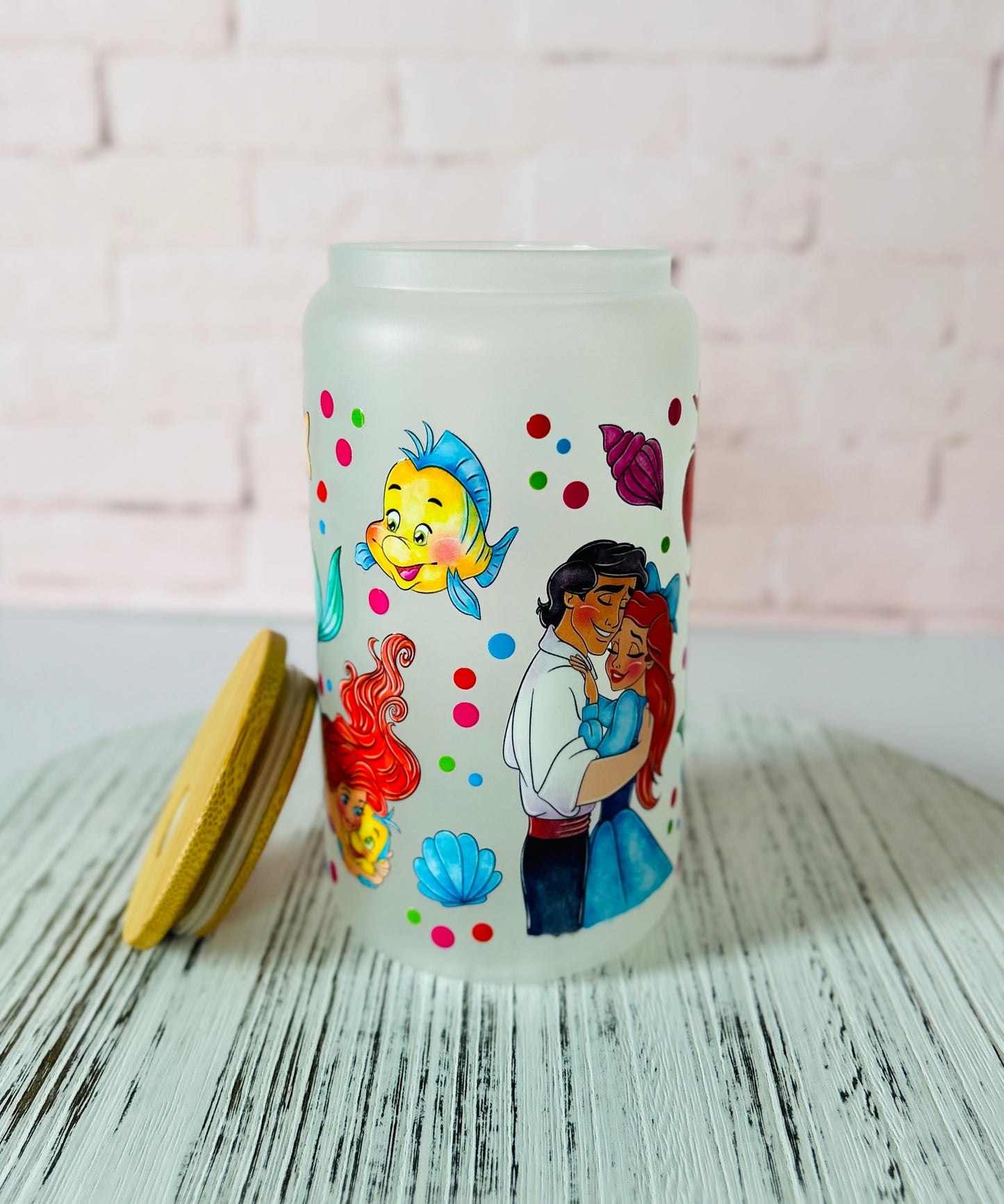 The Little Mermaid - Libbey Glass, Beer Can Style Drinking Glass or Acrylic Tumbler
