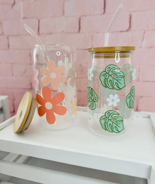 Summer Designs - Libbey Glass, Beer Can Style Drinking Glass or Acrylic Tumbler