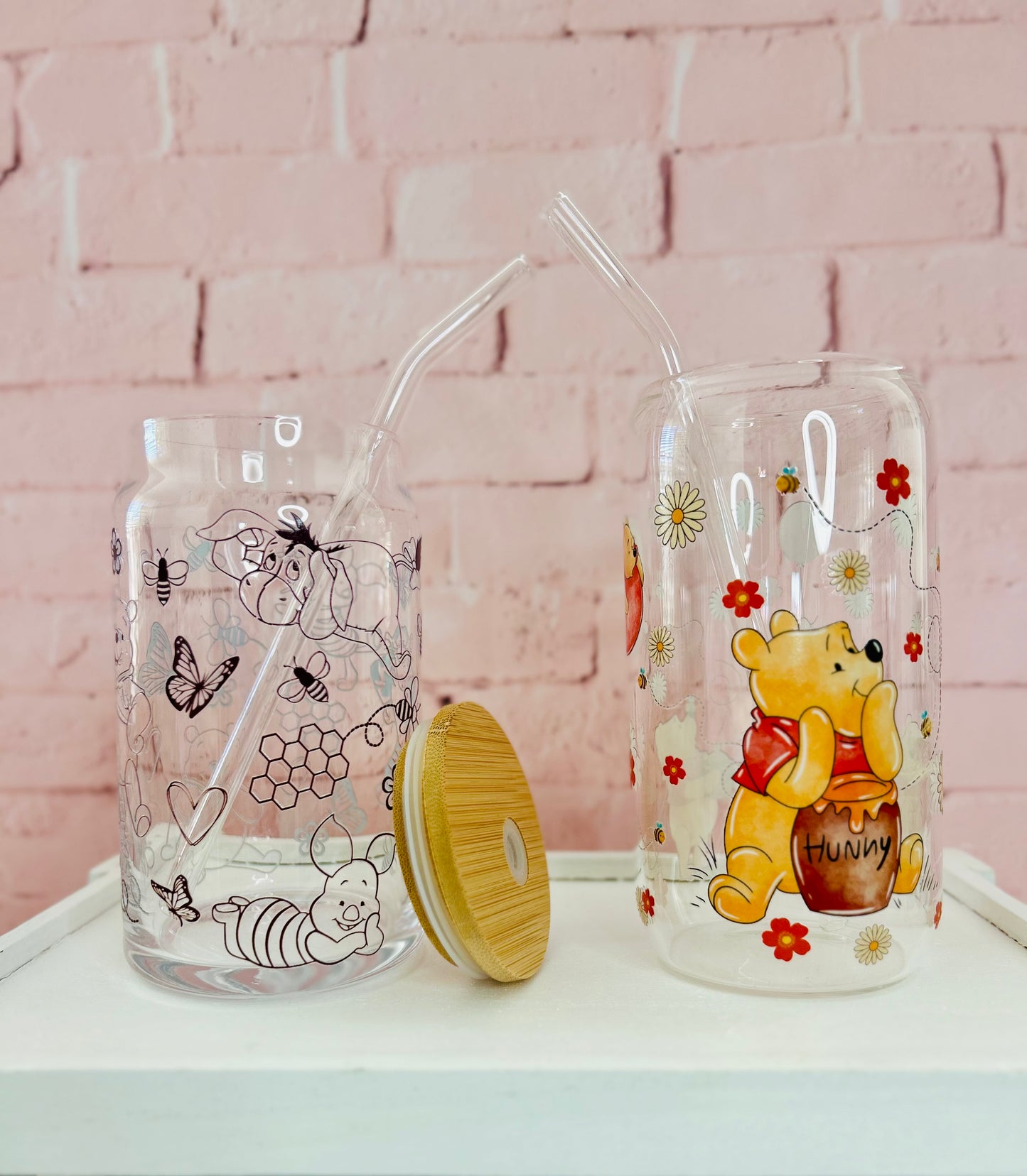 Winnie the Pooh - Libbey Glass, Beer Can Style Drinking Glass
