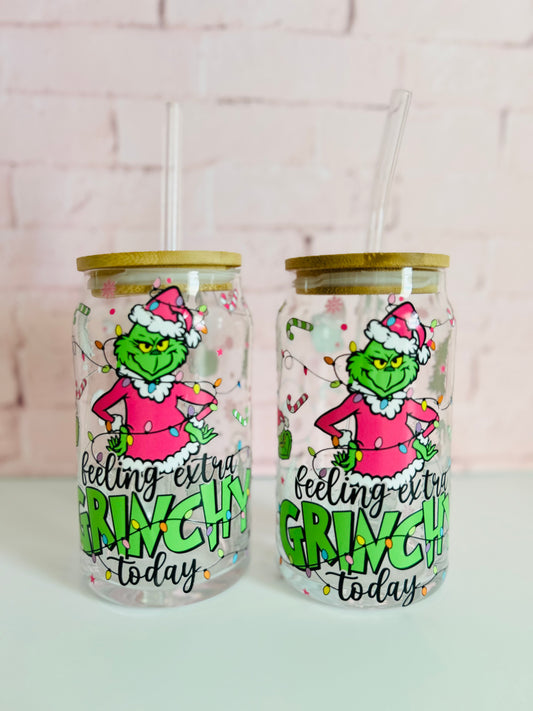 Libbey Glass, Beer Can Style Drinking Glass - CHRISTMAS Designs