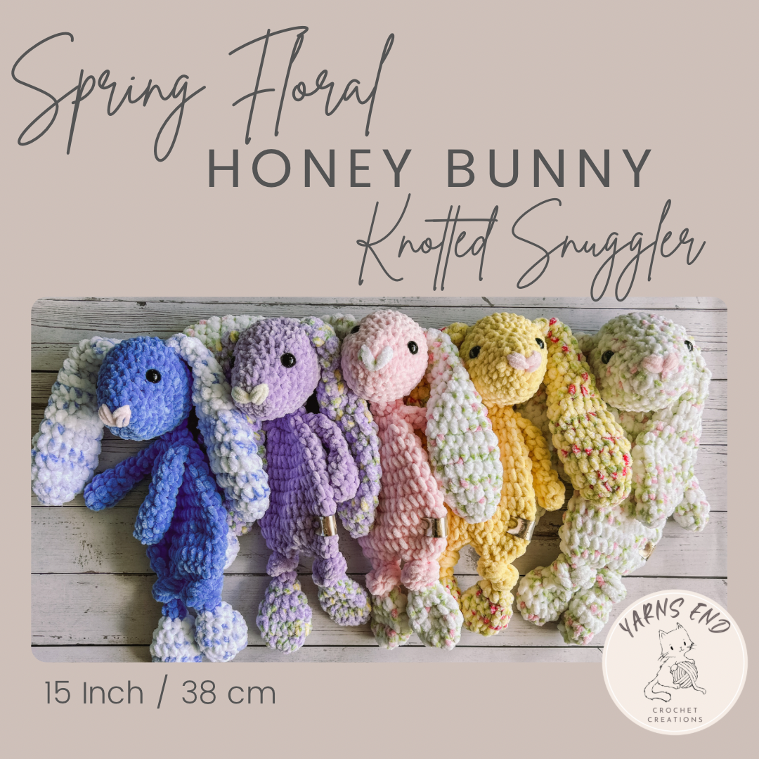 Midi - Floral Spring Bunnies - Crochet Snuggler / Lovey