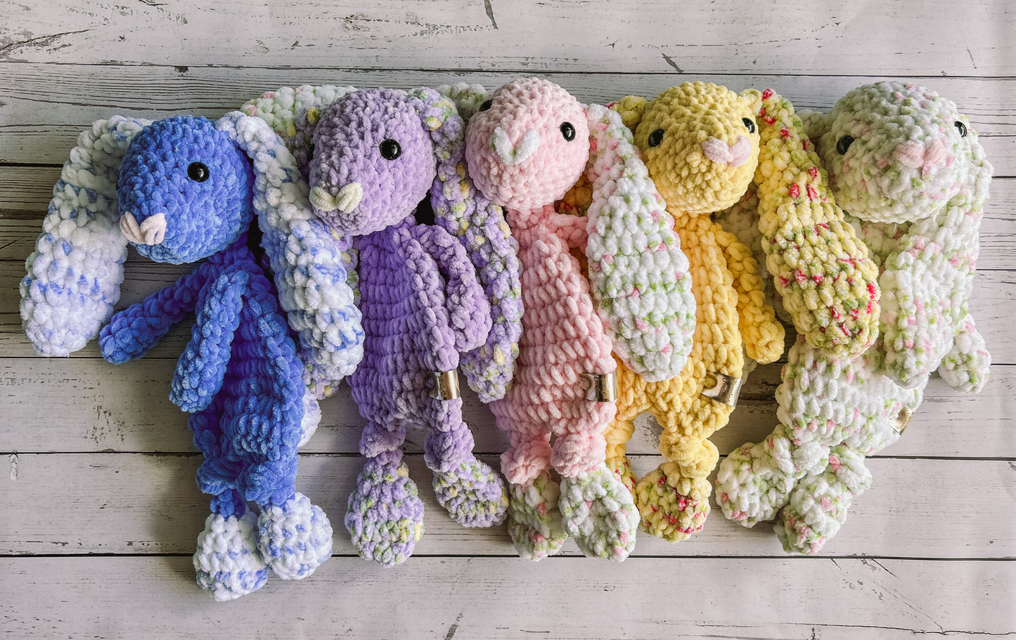 Midi - Floral Spring Bunnies - Crochet Snuggler / Lovey